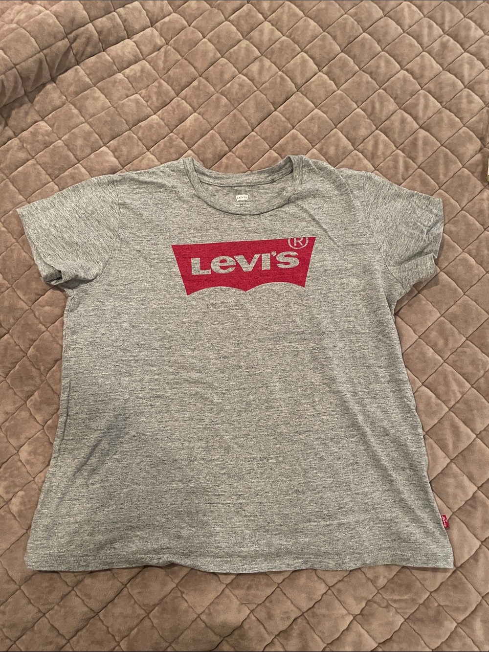 Levi's Grey Tee with Red Batwing Logo